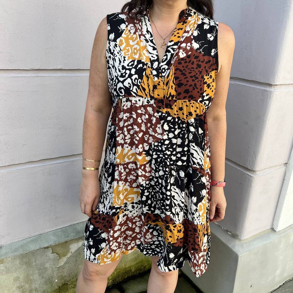 NEW APRICOT marocaine aline dress in mustard print